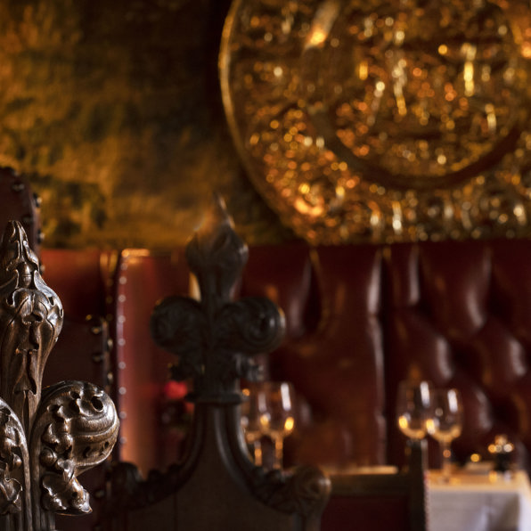 Luxurious dining room at The Witchery showcasing intricate décor and exquisite cuisine.