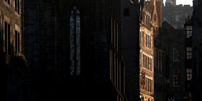 The Witchery, a luxury 5* hotel and restaurant captured in sunlight